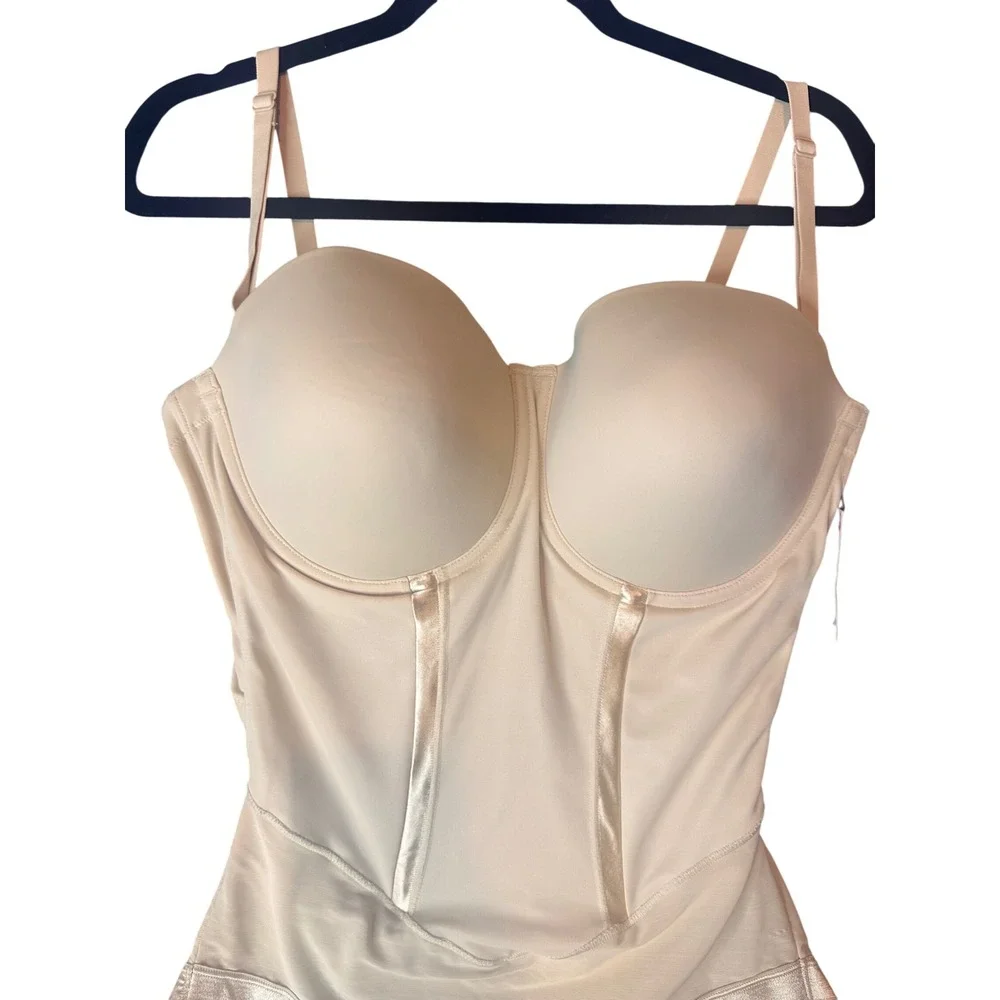 Nude Underwire Shapewear Bodysuit with Satin Trim 40D FL1256